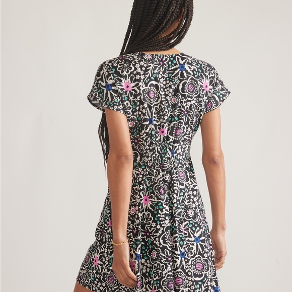 Marine Layer Camila Mini Dress Black Floral Hemp Tencel Size Medium - Picture 11 of 11